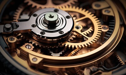 A Detailed Close-Up of a Clock's Intricate Gears