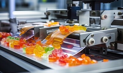 Gummy Bear Manufacturing Machine on Conveyor Belt