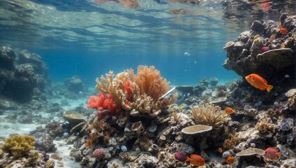 Naklejka na ściany i meble corals and reefs underwater ecosystem ocean