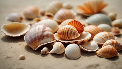 seashells on sand background