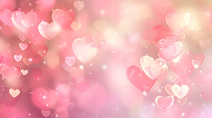 bokeh heart background for valentine's day, soft pastel color