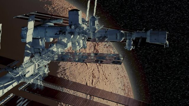 Raumstation über den Mars Animation