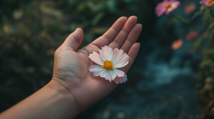 hand with daisy