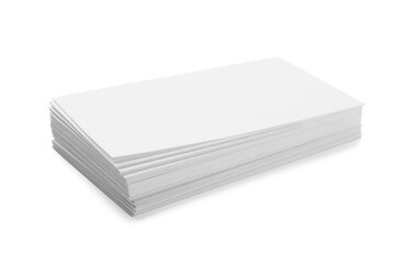 Blank business cards isolated on white. Mockup for design