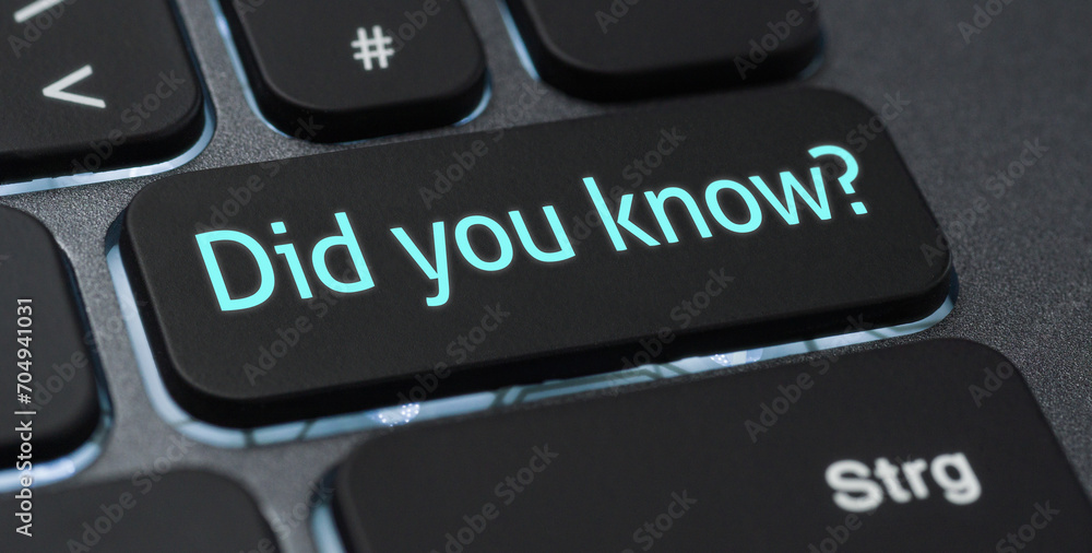 Wall mural illuminated keyboard with a labeled key - did you know