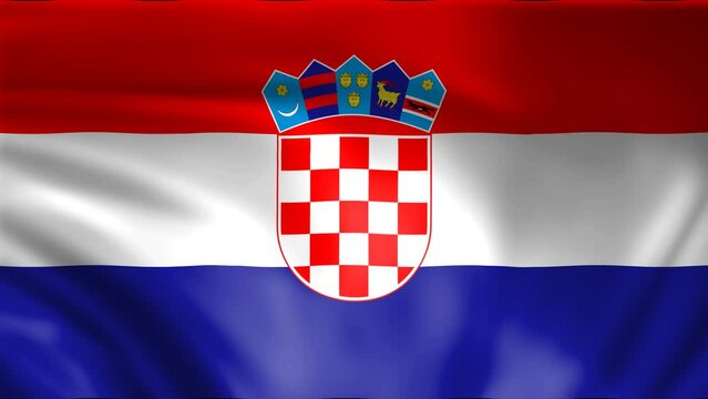 Animation Waving Flag. Flag of Croatia waving. 4K Ultra HD 3840x2160. Country Flag Looping