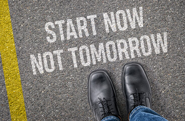 Text on the road - Start now not tomorrow
