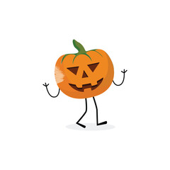 Pumpkins character cartoon, Halloween pumpkin icon vector. Flat design, halloween scary pumpkin with smile, happy face, various expression.