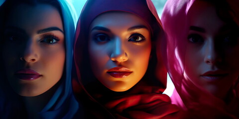 Naklejka premium background that highlights diversity, featuring women from different cultures, backgrounds, and professions. . Generative AI