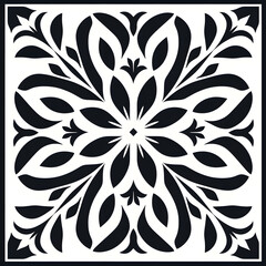 Fototapeta premium Black and white Modern stylish abstract floral geometric tile