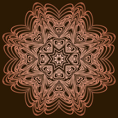Circular pattern in form of mandala for Henna, Mehndi, tattoo, decoration. Outline doodle hand draw vector illustration.
