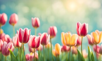 Spring tulips adorn a serene and smooth landscape