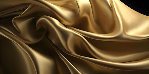 Golden silk with beautiful folds. Background with beautiful fabric. Edited AI illustration.
