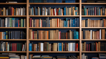 A bookshelf filled with literature on mental health representing knowledge and understanding.