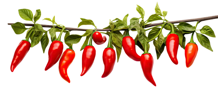 Branch of ripe delicious red peppers, cut out