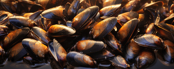 Raw seafood or sea shells or barnacles.