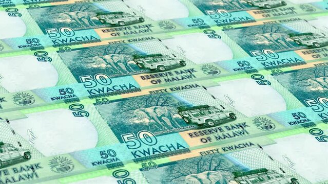 Malawi Malawian Kwacha 50 Banknotes Money Printing House, Printing Fifty Malawian Kwacha, Printing Press Machine Print out Malawian Kwacha, Being printed by currency press machine