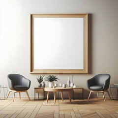 Large canvas frame on wall