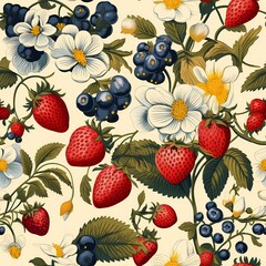 seamless pattern with classic mix berries illustration 