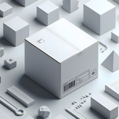 3d render of a box on white