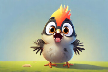 Fototapeta premium Illustration of a cute looking bird with big eyes