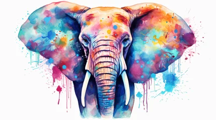 Fototapete Rund Elephant watercolor portrait © Cybonix