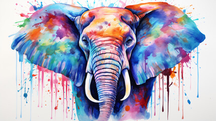 Elephant watercolor portrait
