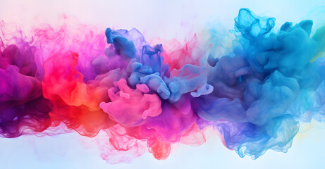 Puffs of pink and blue  smoke,  color blobs abstract background