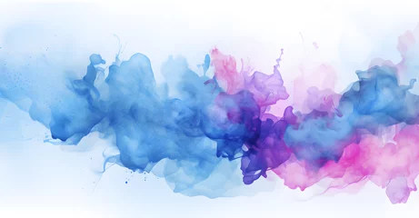 Fotobehang Abstract blue, pink and purple water color splash isolated on white background © Oksana
