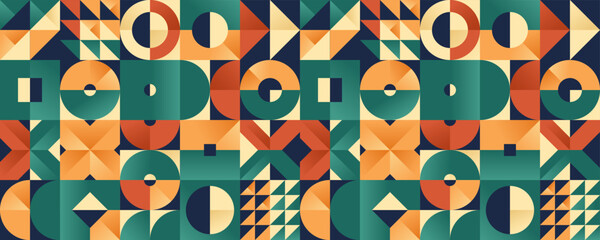 Seamless vector abstract background, geometric seamless pattern, tiling endless wallpaper with geometrical shapes structure in ethnic colors.