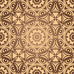 Decorative ornament in ethnic oriental style. Outline doodle hand draw vector illustration. Seamless