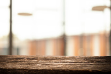 blurred background of window with table