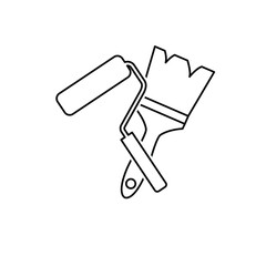 paint roller and brush icon vector painting icon