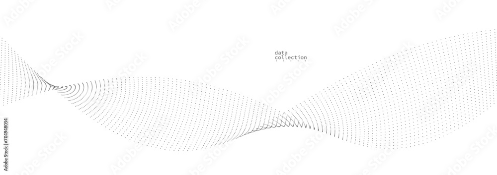 Poster grey airy particles flow vector design, abstract background with wave of flowing dots array, digital