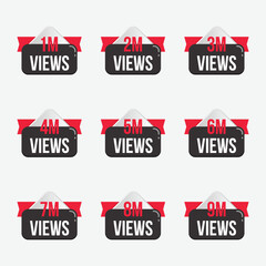 million views celebration background design banner 1m to 9m