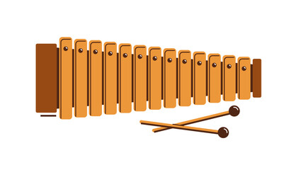 Xylophone musical instrument vector flat illustration isolated over white background, classical music instruments.