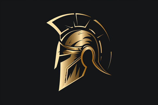 Elegant and unique warrior helmet logo.