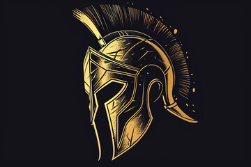 Elegant and unique warrior helmet logo. - obrazy, fototapety, plakaty