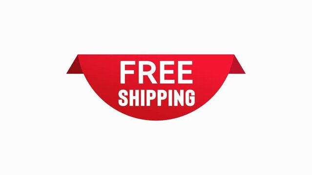 Free shipping animation banner, Simple animation label banner promotion sale, Red free shipping label animation