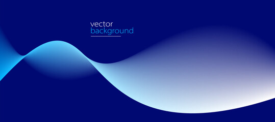 Curve shape flow vector abstract background in dark blue gradient, dynamic and speed concept, futuristic technology or motion art. - obrazy, fototapety, plakaty