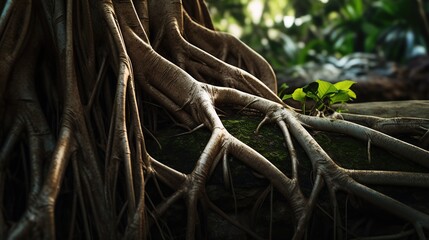 close up of tree roots