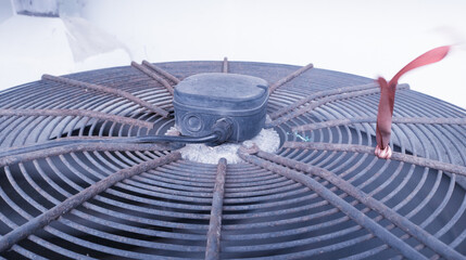 Industrial HVAC air conditioning vent, Instalation of hvac system. Ventilation fan background.