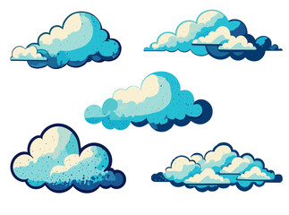 A set of cartoon clouds illustration. Comic clouds set. Realistic cloud collection vector.