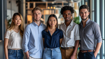 Diverse Team of Young Professionals in Modern Office