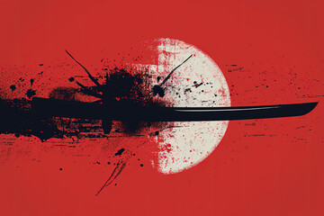 Modern and stylish katana logo.