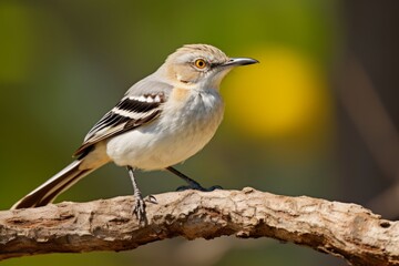 Fototapeta premium Mocking bird sitting on a tree branch in a sunny day