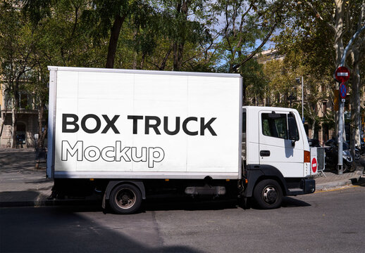 Mockup of customizable advertisement on side of truck