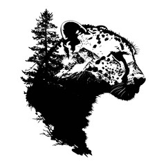 Leopard head silhouette, vector illustration.