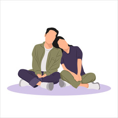 Portrait of romantic couple sitting vector