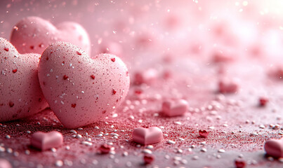 Obraz premium Sweet Valentine's Day Background: Heart and Bokeh Lights on Pink, Ideal for Heartfelt Messages with Plenty of Space to Personalize Your Text